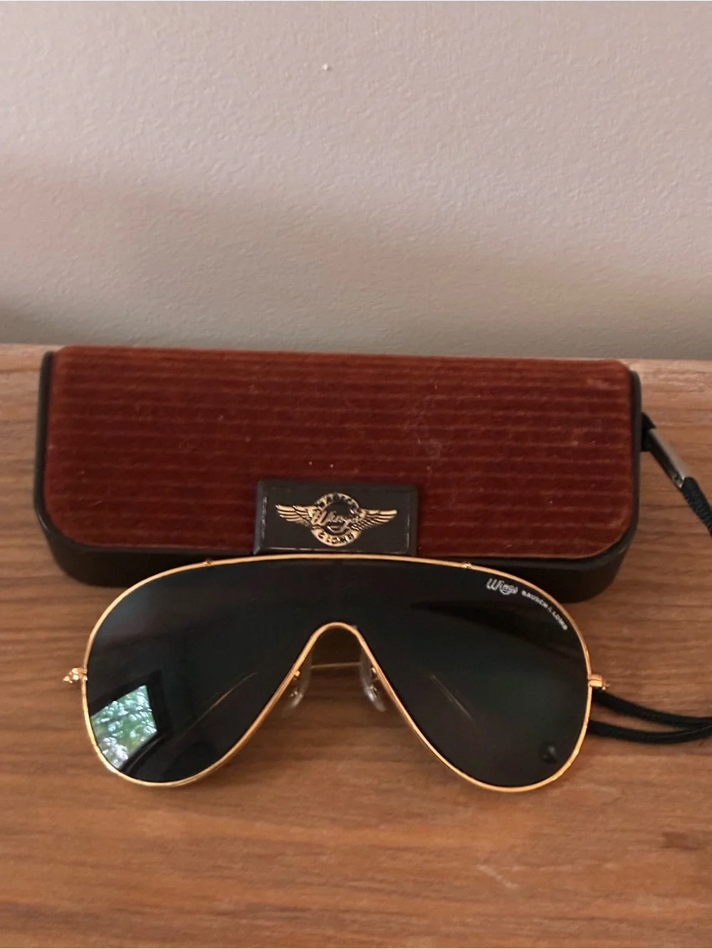 Vintage B&L Ray-Ban Wings Sunglasses Gold 1988 Rare